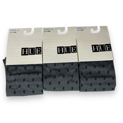 3 Pair Of Women’s Hue Knee Hi Sock Gray Black Sheer Dot Opaque